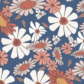 Floral Pattern with Wildflowers and Daisies