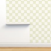 Floral Checkerboard - Butter Yellow and Pastel Green on Cream