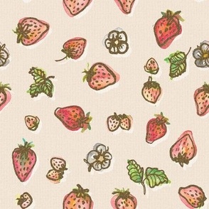 Strawberry summer watercolor fruits with a vintage look