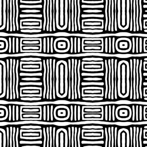 Black And White Organic Shapes Tribal Mudcloth Pattern IV Smaller Scale