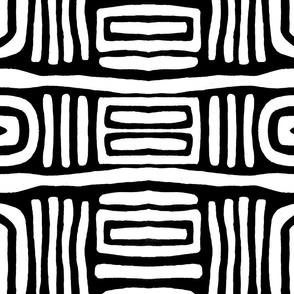 Black And White Organic Shapes Tribal Mudcloth Pattern IV