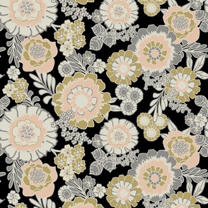 Retro flower in modern soft pastells and greys