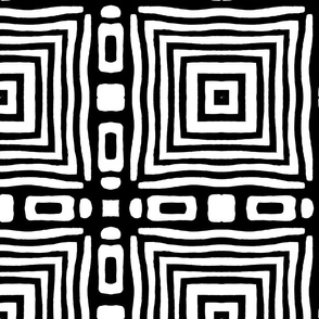Black And White Organic Shapes Tribal Mudcloth Pattern III