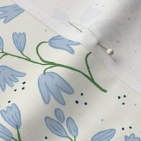 Dreamy Bluebell Flower Meadow - Baby Blue on Vanilla Cream || Hand Drawn Whimsical Spring Floral 