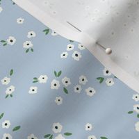 Meadow in Full Bloom – Baby Blue || Non-Directional Scattered Ditsy Flowers | Small/Tiny