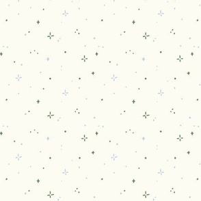 Stars and Sparkles - Kelly Green and Baby Blue on Cream || Magical Blender