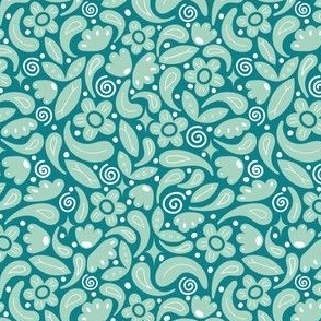 Dream flowers - Teal, celadon - Small