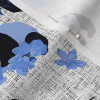 Panda chinoiserie - Blue Hue on grey LARGE