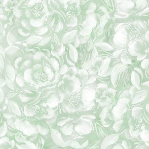 White watercolor wedding peonies on green background