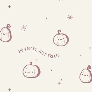 No Tricks Just Treats Pumpkins - Dust Pink on Cream || Wavy Lines Halloween Design