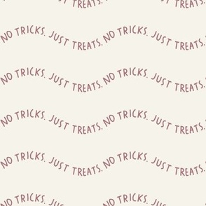 No Tricks Just Treats - Dust Pink on Cream || Wavy Lines Halloween Design