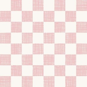 Blush Textured Checker | Medium | Pink and Off-White Checkerboard | Textured Checker
