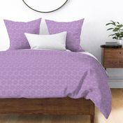  White Hexagon Floral Mock Lace on Purple Small Scale