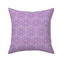  White Hexagon Floral Mock Lace on Purple Small Scale