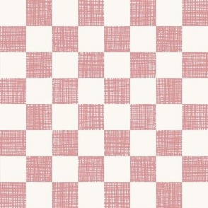 Rose Textured Checker | Medium | Red and Cream Checkerboard | Textured Checker