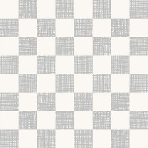 Gray and Cream Textured Checker | Medium | Gray and Off-White Checkerboard Neutral Spring | Textured Checker