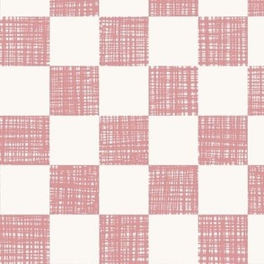Rose Textured Checker | Large | Red and Cream Checkerboard | Textured Checker