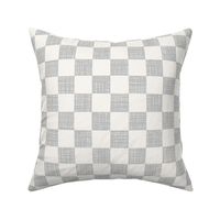 Gray and Cream Textured Checker | Large | Gray and Off-White Checkerboard Neutral Spring | Textured Checker