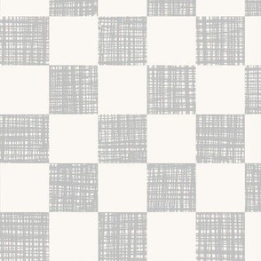 Gray and Cream Textured Checker | Large | Gray and Off-White Checkerboard Neutral Spring | Textured Checker