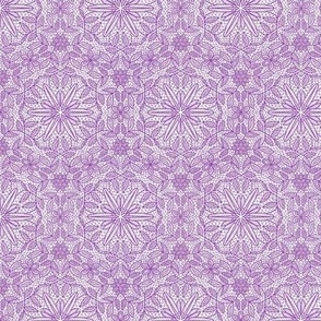 Purple Hexagon Floral Mock Lace on White Small Scale 