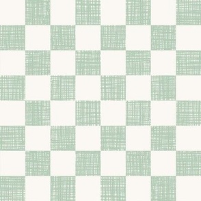 Light Green and Cream Textured Checker | Medium | Off-White Linen Look Muted Checkerboard Spring Easter | Textured Checker