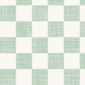 Light Green and Cream Textured Checker | Large | Off-White Linen Look Muted Checkerboard Spring Easter | Textured Checker