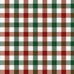 mini 1.5x1.5in christmas gingham - dark red and green