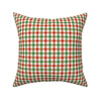 mini 1.5x1.5in christmas gingham - red and green