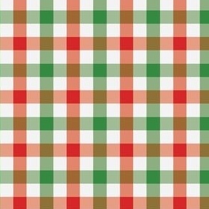 mini 1.5x1.5in christmas gingham - red and green