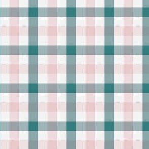 mini 1.5x1.5in gingham - pink and teal
