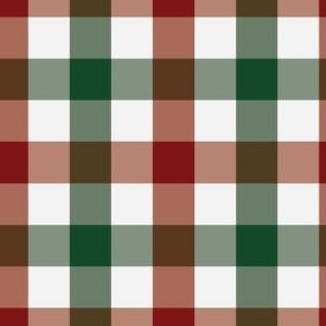 small 3x3in christmas gingham - dark red and green