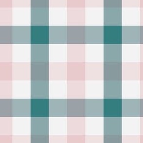 small 3x3in gingham - pink and teal