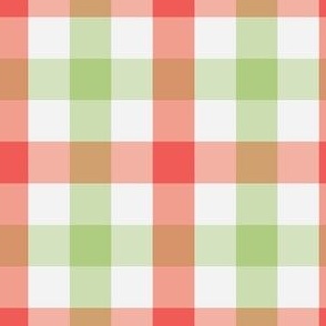 small 3x3in christmas gingham - light red and green