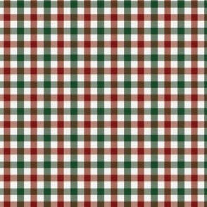 tiny .75x.75in christmas gingham - dark red and green