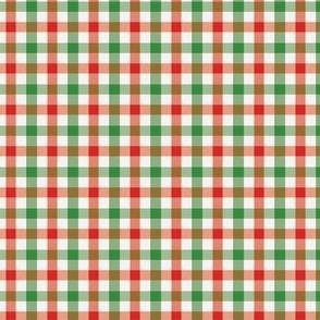 tiny .75x.75in christmas gingham - red and green