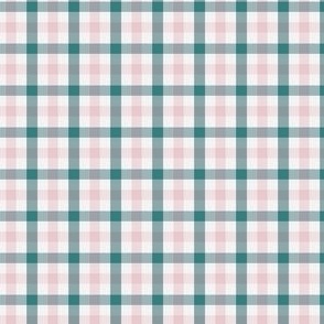 tiny .75x.75in gingham - pink and teal