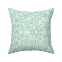 Mint Green Hexagon Floral Mock Lace on White