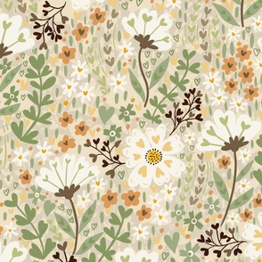 Boho love floral wallpaper scale