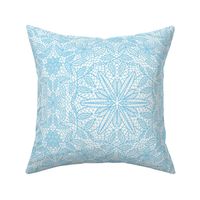 Baby Blue Hexagon Floral Mock Lace on White