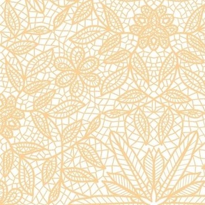 Pale Tangerine Hexagon Floral Mock Lace on White