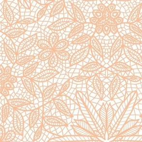 Peach Fuzz Hexagon Floral Mock Lace on White