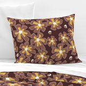 [Large] Retro Flowers Drawing Carpet - Brown Chocolate