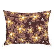 [Large] Retro Flowers Drawing Carpet - Brown Chocolate