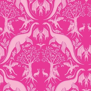 Hot Pink Cryptid Damask