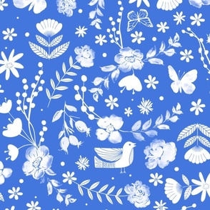 Blue Folky Floral