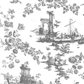 Rustic Floral Toile-Grey