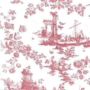 Rustic Floral Toile-Pink