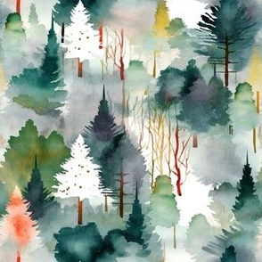 Watercolor Forest Two