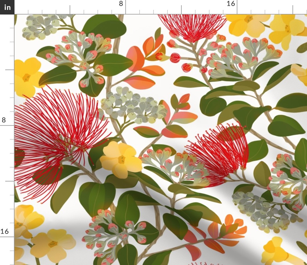 Wonderful Ohia Lehua and Puakenikeni on white