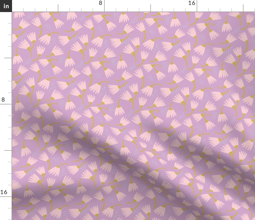 Small loose florals and spots on lilac